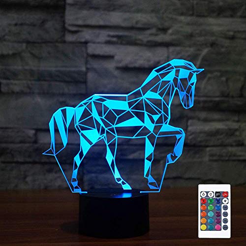Night Lights for Kids Horse Illusion 3D Night Light Bedside Lamp 16 Colors Changing with Remote Cont - //coolthings.us