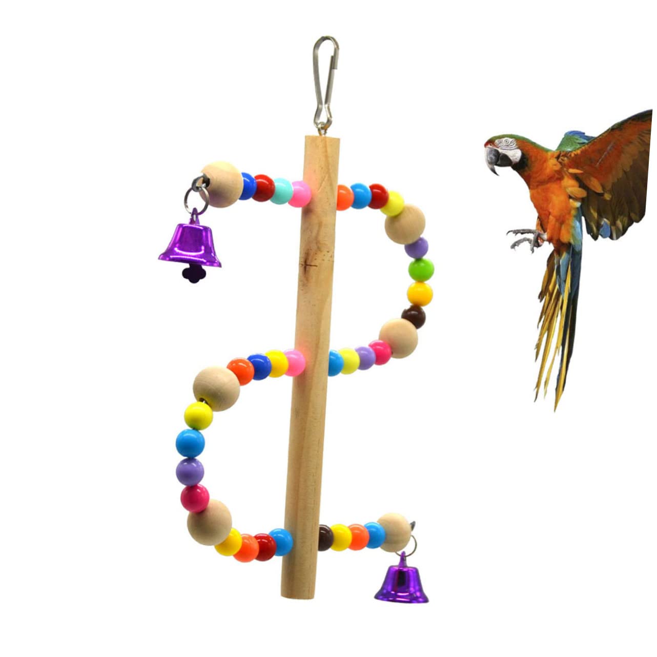 DOITOOL 3piezas Columpio De Madera para Periquitos y Loros Pequeños Diseño De Soporte Juguete Interactivo para Jaulas De Aves Accesorio Divertido y Seguro para Entretenimiento De