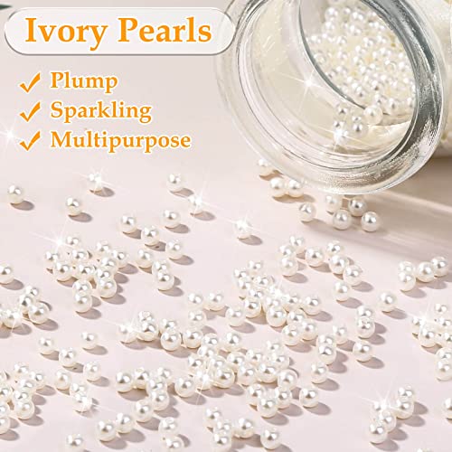 Anezus Pearl Beads For Craft, 2000Pcs Ivory Faux Fake Pearls, 4 Mm Small Sew On Pearl Beads With Holes For Jewelry Making, Bracelets, Necklaces, Hairs, Crafts, Decoration And Vase Filler #TOP4