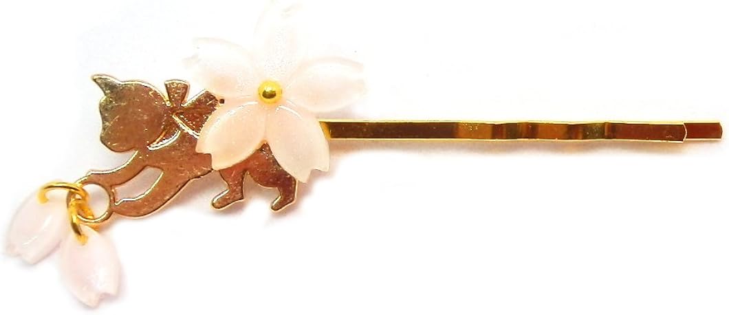 Amazon Cat S Love Potion 猫 ヘアピン さくら舞う 猫のヘアピン アンティークゴールド ピン 右留め ピン コーム 通販