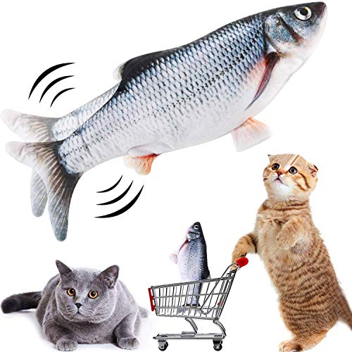 Cadosoigh Catnip Cat Toys, Juguetes eléctricos para Peces, Juguetes Catnip, Juguetes interactivos para Gatos, simulación de Felpa para Peces