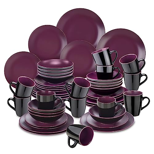 Kombiservice Steingut, vancasso BACCHE 48-teiliges Geschirrset, modernes Tafelservice für 12 Personen, Vintage