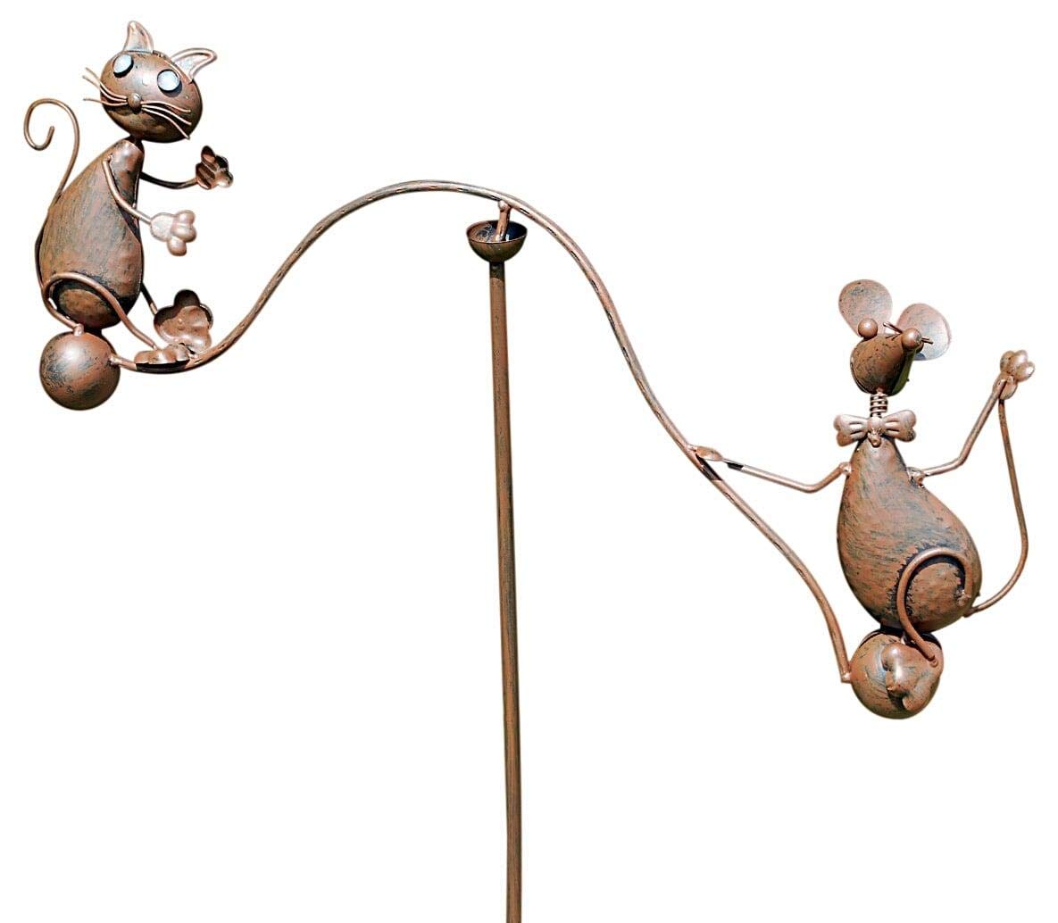 51" Cat & Mouse Rocking Balancing Metal Garden Wind Rocker Spinner