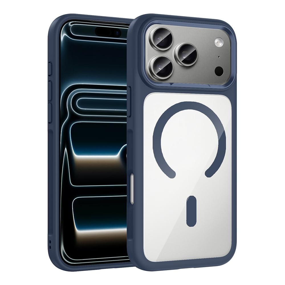 Zore Apple ile uyumlu iPhone 17 Pro Kılıf M-Safe Şarj Özellikli Metal Kamera Çerçeveli Zore Tiko Kapak Lacivert