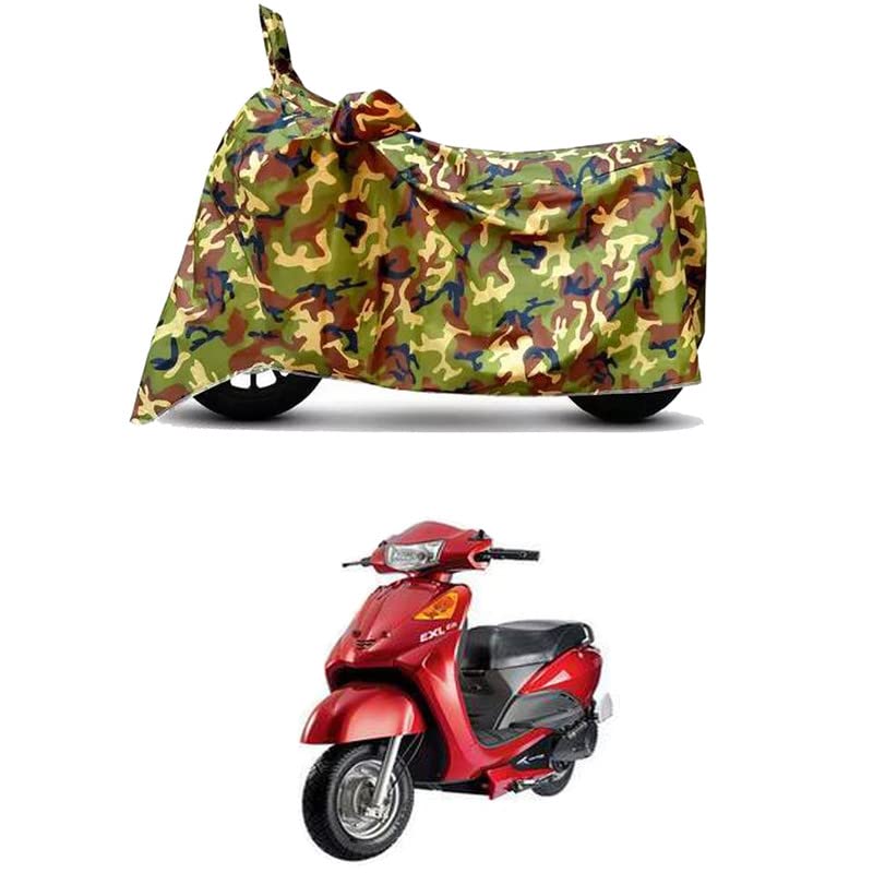 Image of Waterproof 100% PVC Coated Full Bike Scooty Two Wheeler Body Cover Compatible for Indus Yo EXL /UV-Rays /Heat Protection /Birds Dropping /Scratchproof /Dust Proof /All Varients[6X6 Jungle Print]