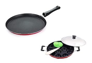 SEREE Combo 2Pcs Set of Crispy Dosa Tawa & Appam pan, Paddu Maker,Ponganal Maker,paniyaram Pan, Cookware Set Cookware Set
