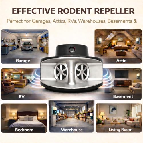 Mouse Repellent - Mice Repellent - Rodent Repellent for Attic, House, Warehouse, Basement, Garage, Office & RV, Plug-in Pest Control for Rats, Squirrel, Roach, Spider & Insects - 13kHz Frequency. by Generic - Used condition - Image 2