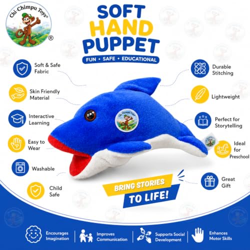 Image of Fish Puppet Soft Hand Puppet for Kids Role Play Storytelling Educational Toy