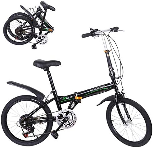20 Inch Bike Folding Mini Bicycle 7 Speed Compact Bike for Students, Office Workers, Urban Environment and Commuting to Work (Black)