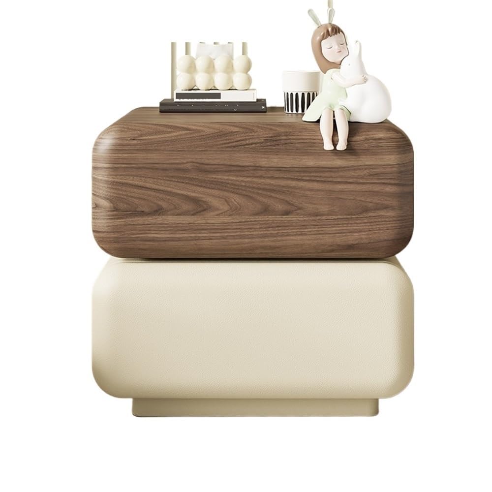 Table de chevet en bois marron et blanc petit buffet de rangement chambre