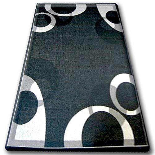Alfombra sisal rugsx Floorlux de tejido plano premium negro plata de 60x110 cm