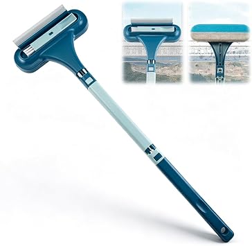 Window Screen Cleaner, 2 in 1 Detachable Window Cleaning Brush with Squeegee, Wet Dry Dual-Use Multi-Functional Glass Net Cleaner Tool for Dusty Corners, Patio, Door, Porch Screens 1