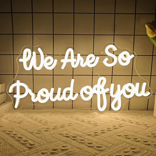 Image of We Are So Proud Of You Neon Sign Dimmable 2026 Graduation Decorations Led Wall Decor Graduation Party Light Up Sign Going Away Party Neon Lights Welcome Home Led Sign