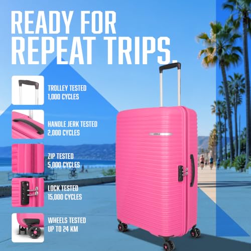 Image of American Tourister Liftoff+ | Medium Size Check-in Trolley Bag (67 cm) for Travel | 360 8 Wheel Travel Luggage | Hard Case Polypropylene (PP) Suitcase | Mounted TSA Lock | Berry Blast