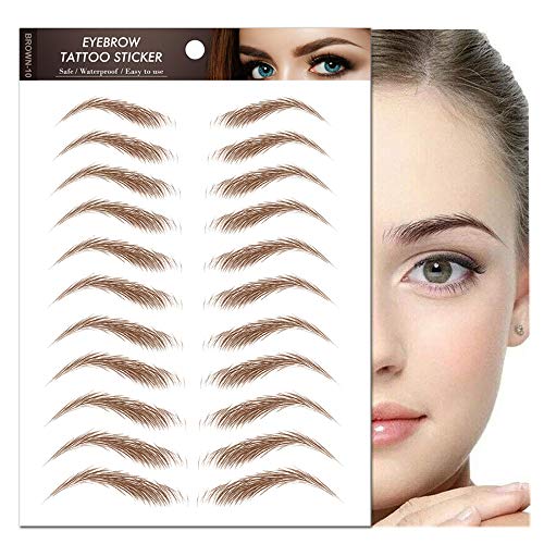 Aaiffey Hair-like Authentic Eyebrows 4D,Brown Eyebrow Stickers Imitation Ecological Lazy Natural Tattoo Waterproof for Woman Makeup Tool 11 Pairs