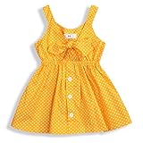 YOUNGER TREE Toddler Baby Girls Summer Outfits Yellow Polka Dot Button Sundress Sleeveless Bowknot...