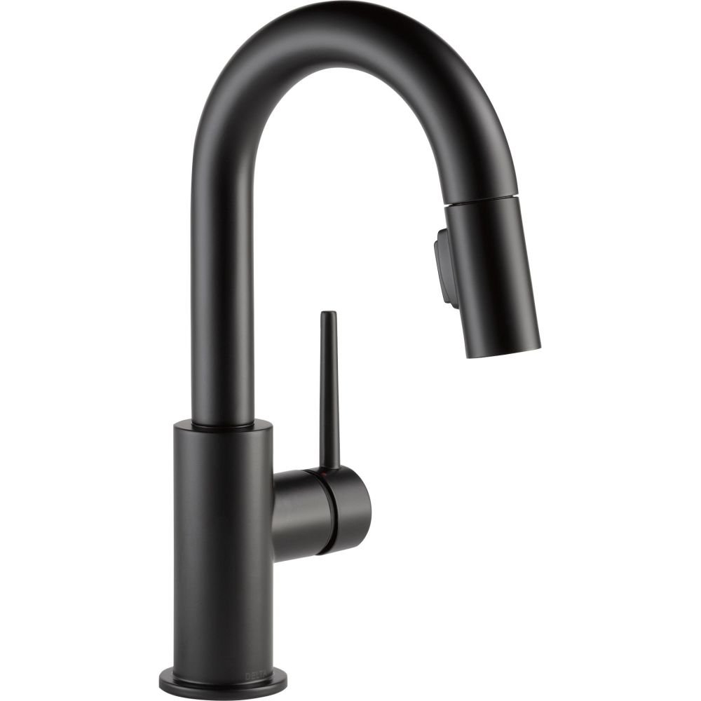 Delta Faucet Trinsic Matte Black Bar Faucet with Pull Down Sprayer