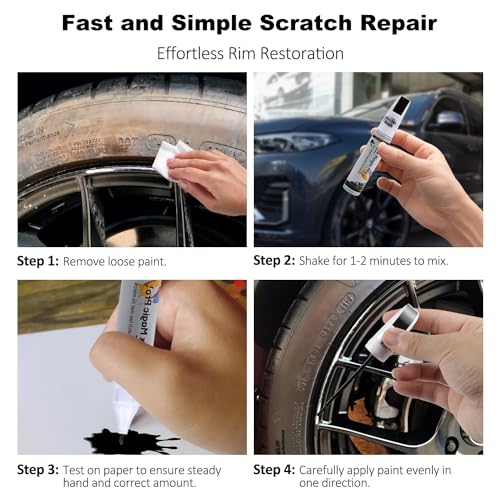 Ouzorp Car Wheel Scratch repair Rim Touch Up Paint Rim Scratch Repair Pen Quick And Easy Wheel（BLACK - Thumbnail 6