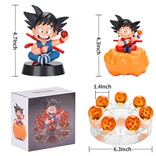 Image of Lenporl DBZ Dragon Ball Action Figure Toys with 1.4 Inch Crystal Stars Dragon Ball and Transparent Base, Goko Action Figure with Gift Box for Birthday Gifts