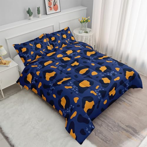 Image of Kids Comforter Set Orange Spots Printed Pattern Bedding Set with 1 Comforter and 2 Pillowcases for Girls Boys Bedroom All Season(Orange Spots Full)
