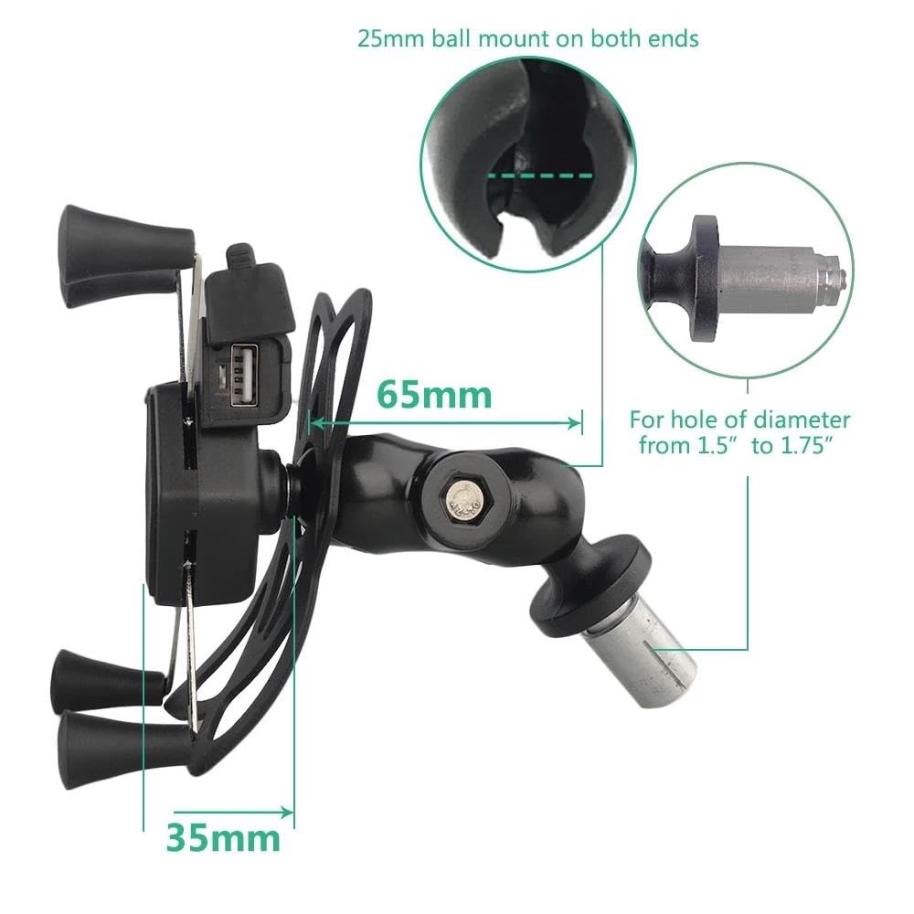 Soporte Teléfono Móvil Motocicleta Soporte Teléfono Navegación GPS Bastidor Motocicleta Conexión USB para F5 CBR650F VFR1200 Soporte para Teléfono