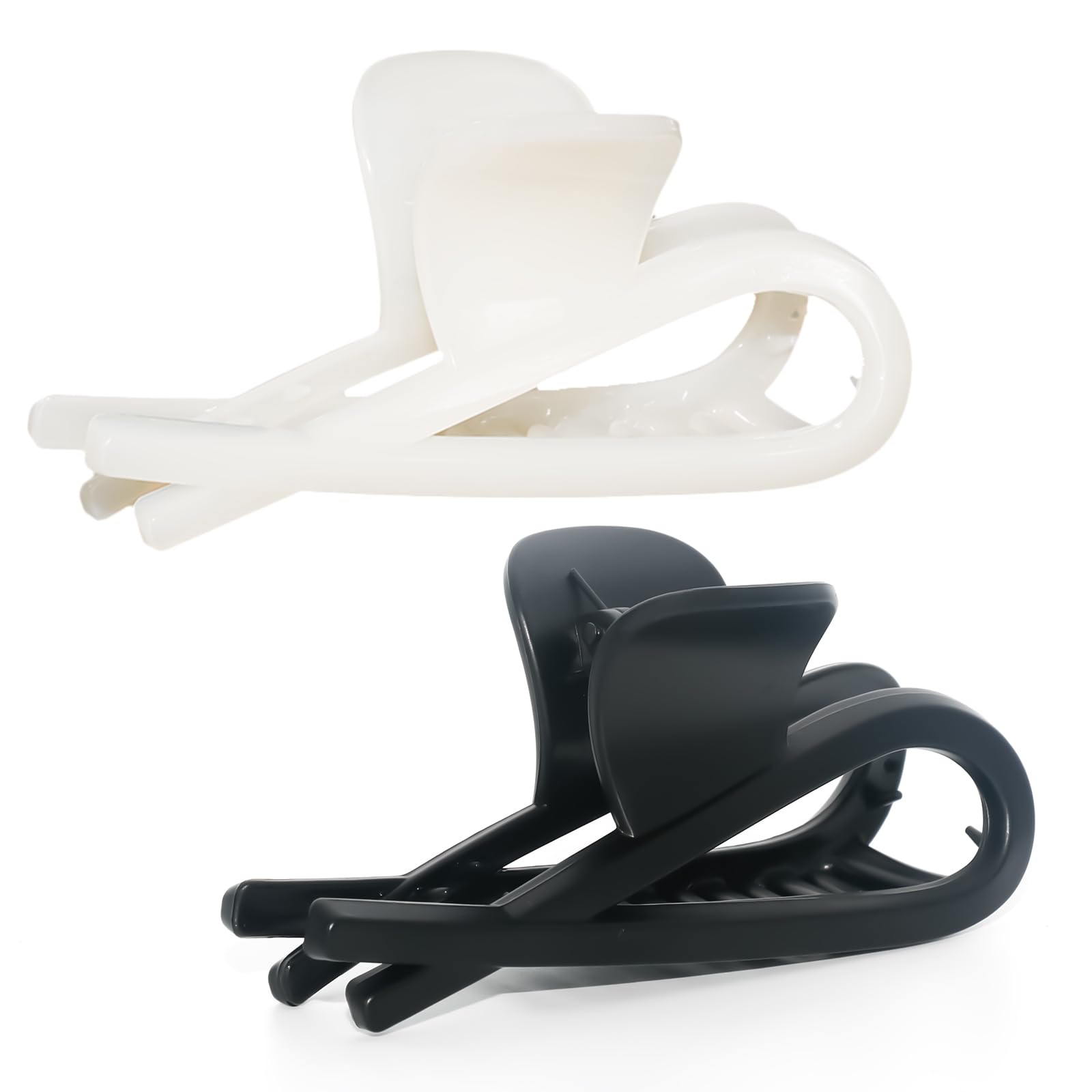 Mtandyx 4.7 Inch Large Hair Claw Clips for Women, Strong Hold Claw Clips for Thick,Black White Cute Dolphin Shape, Hair Accessories Gifts for Women