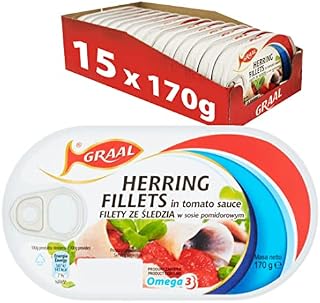 Graal Tinned Mackerel Fillets in Tomato Sauce 170g (Pack of 15) - Source of Omega 3 - Ready to Eat - Fish - Multipack