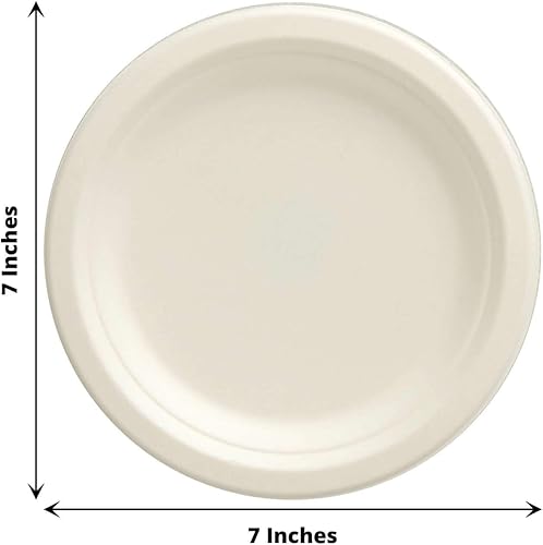 Miniatura 3 de Efavormart - Paquete de 50 platos redondos de bagazo biodegradables blancos de 7 pulgadas, compostables, ecológicos, desechables, aperitivos,