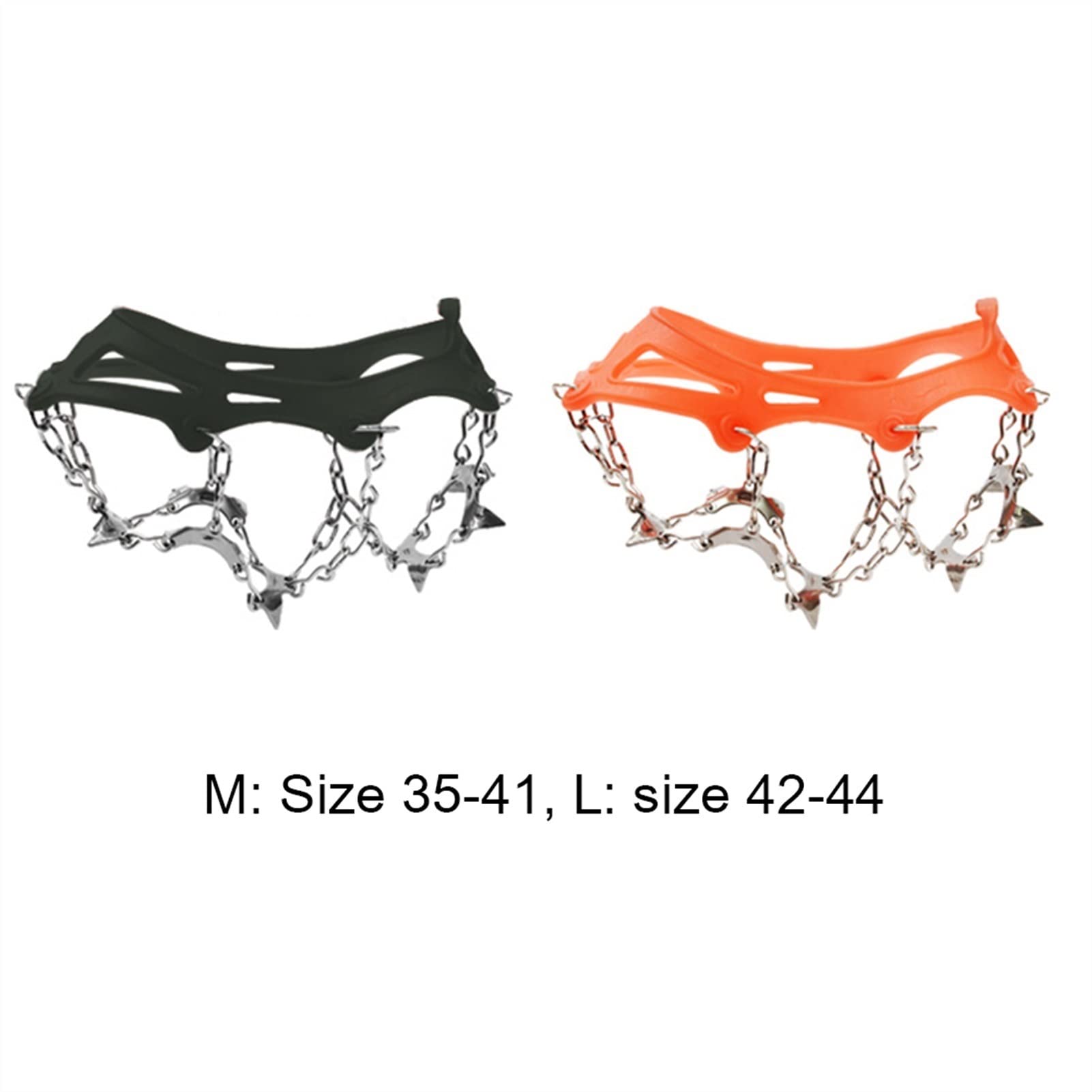 Crampones 1 par 13 Dientes Antideslizante trepar crampones Hielo Nieve Pinzas Picos escapatos al Aire Libre Senderismo Zapato Arranque empuñaduras Cadena Spike (Color : M Black)
