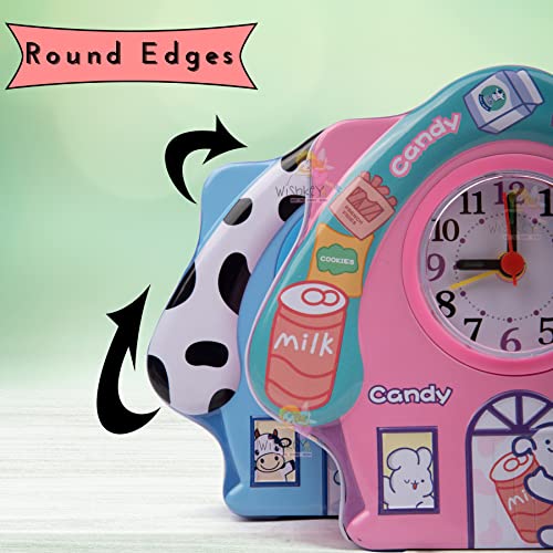 Image of WISHKEY Cute Attractive Metal House Piggy Bank With Battery Operated Clock, Security Lock & Keys For Kids Money Saving Storage Coin Collector Box Hut For Kids (Pack Of 1, Multicolor), Cottage