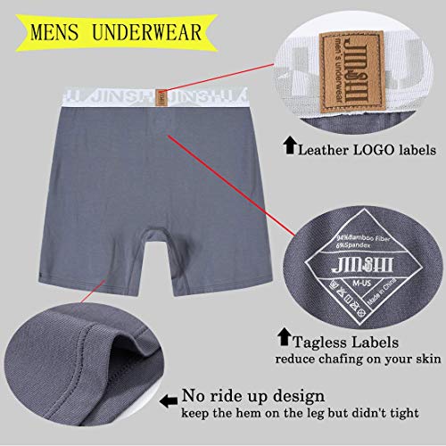 JINSHI 4 Pack Men's Underwear Boxer Briefs Ball Pouch Soft Bamboo Viscose Ultra Breathable Underpants Open Fly3