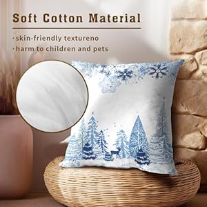 Giwawa Set of 2 Christmas Snowflake Pillow Covers Blue Deer Holiday Decorative Cotton Throw Pillow Cover Winter Cushion Case for Home Sofa Square 18 inches Giwawa Set of 2 Christmas Snowflake Pillow Covers Blue Deer Holiday Decorative Cotton Throw Pillow Cover Winter Cushion Case for Home Sofa Square 18 inches