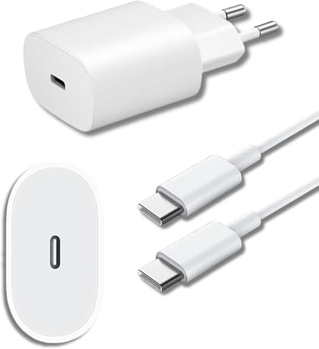 25W USB-C PD Charging Adapter, Type-C to Type-C Cable, 3A Output (WHITE)