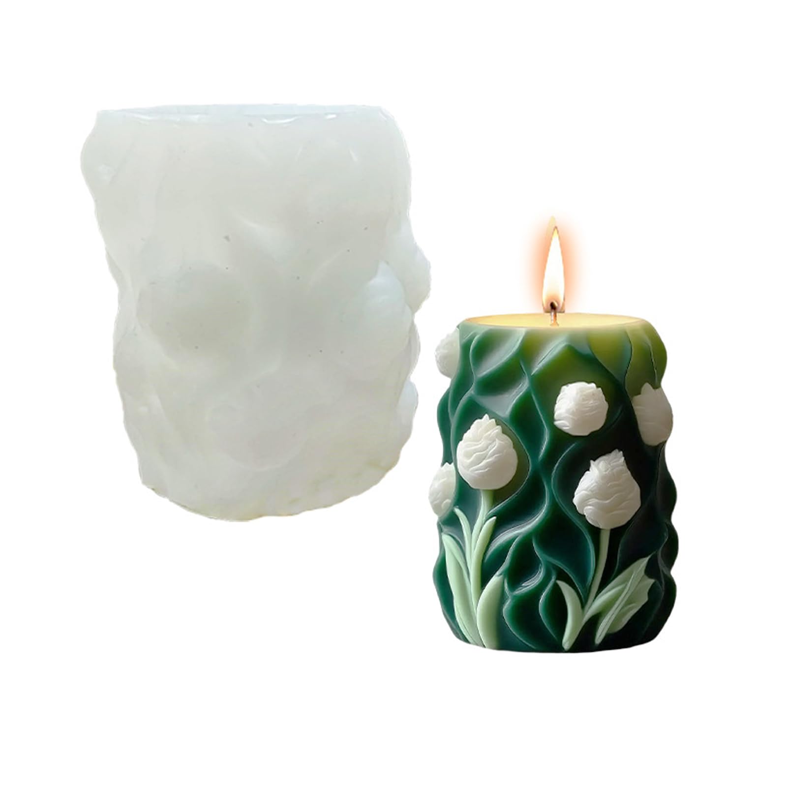 HZBB Tulips Silicone Flowers Pillar Scented Molds Ornament Plasters Casting Epoxy Resin Silicone Flowers Pillar