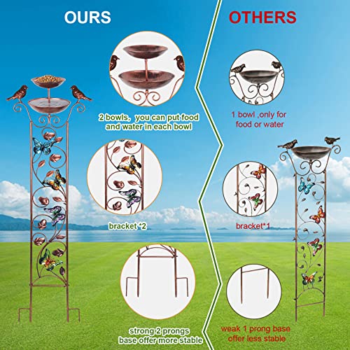 Highydroled 2 Pack Bird Bath With Garden Trellis For Climbing Plants Outdoor 2 In 1 Bird Baths Bowl,Bird Feeder Bowl For Outdoors, Metal Antique Iron Easy To Install Detachable 42.5 Inch #TOP2