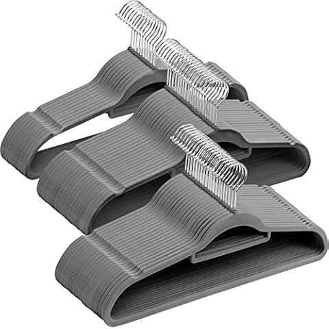 GRANDMA SHARK Coat Hanger, Velvet Flock with 2 Non-Slip Notches, Tie Organizer and 360° Hook, Space Saving Hanger for Suspenders, Coats, Jackets and Suits (Grey, 50) Cover