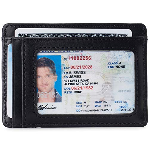 Image of Alpine Swiss RFID Dermot Money Clip Front Pocket Wallet For Men Leather Hampton Collection Glossy Nappa Black
