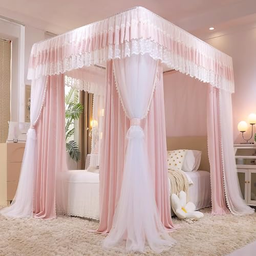 Cortinas de cama con dosel de princesa de lujo para un dormitorio elegante y acogedor