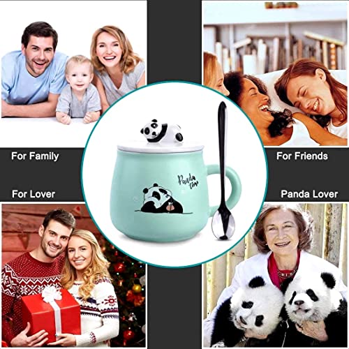 Image of BonZeal Panda Ceramic Coffee Mug with Lid & Spoon, 325 ML Cute Panda Tea Mug with 3D Panda Lid, Coffee Cup for Kids & Adults, Milk Mug, Office Mug, Birthday Gift for Girls, Boys, Women & Panda Lovers