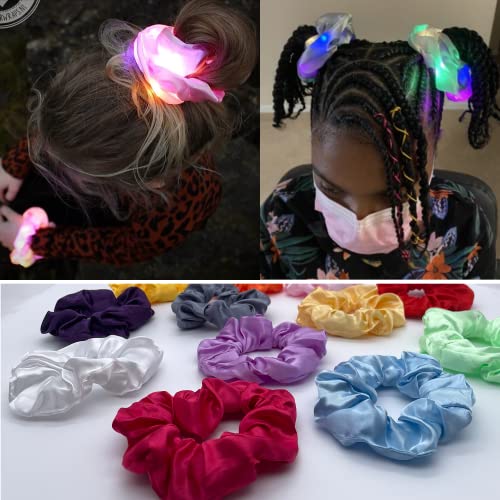 12 Pcs Light Up Scrunchies For Girls, Led Hair Accessories Glow In The Dark Scrunchies, Rave Accessories For Women Fun Gift Party Favors Concert #TOP6
