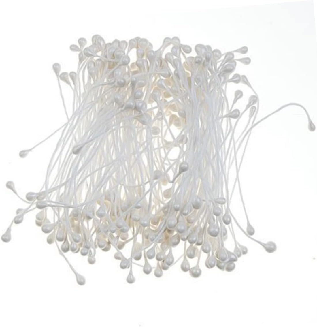170pcs Floral Flower Buds for Craft Projects White Double-Tipped Flower Making Stamens for Cake Decoration Scrapbooking and Party Favors