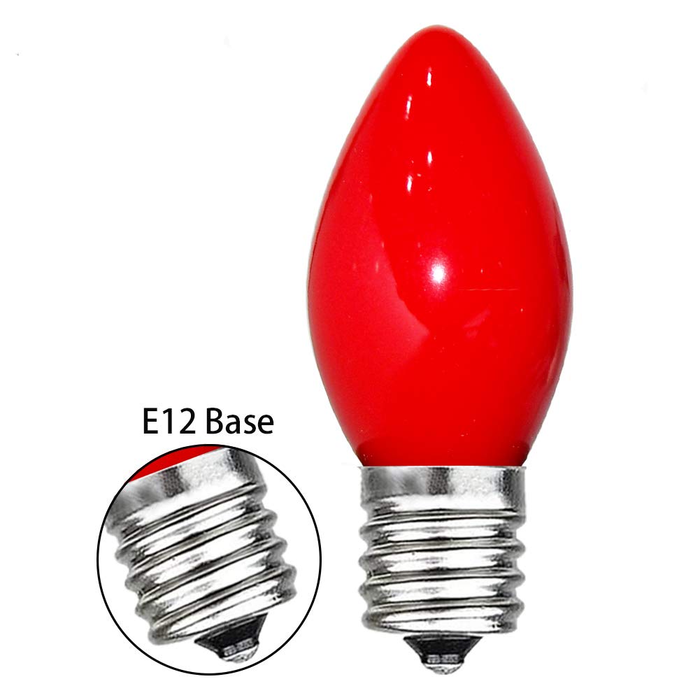 GOOTHY Indoor ? Outdoor String Light Bulbs, C7 Red Light Bulbs, C7 Ceramic Red Christmas Replacement Bulbs for Outdoor Christmas String Lights, 5 Watt Night Light Bulb,120 Volt-Red