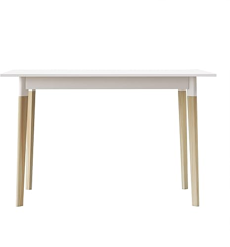 Miniatura 7 de Locsear Mesa de comedor de madera, mesa de cocina blanca, mesa rectangular moderna para comedor con patas de madera maciza
