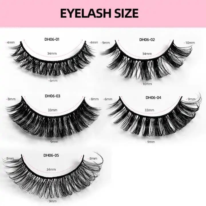 Eyelashes Soft 10 pairs Natural Looking Handmade 1 pack of 10 pcs Cat Eyelashes Fake Russian Reusable D Curl False Eyelashes (DH06-H5 Multi-Sizes) - Image 3