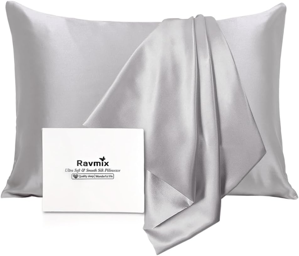 Ravmix Mulberry Silk Pillowcase for Hair and Skin with Hidden Zipper