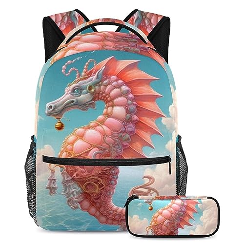 Sac à dos hippocampe fille garçon pour étudiant et sac à livres ado