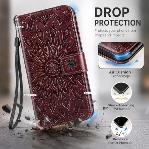 Image of TROUNCE Queen Faux Leather Flip Case Cover with Card Cash Holder Wallet Case | Magnetic Lock Mobile Cover |Back Case - Brown for Google Pixel 8