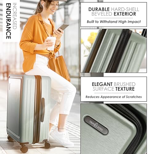 Image of Hard Shell Luggage Sets with Spinner Wheels 4 Piece, Expandable Large Suitcases with TSA Lock, Travel Large Suitcase Set, Sage Green Luggage Set