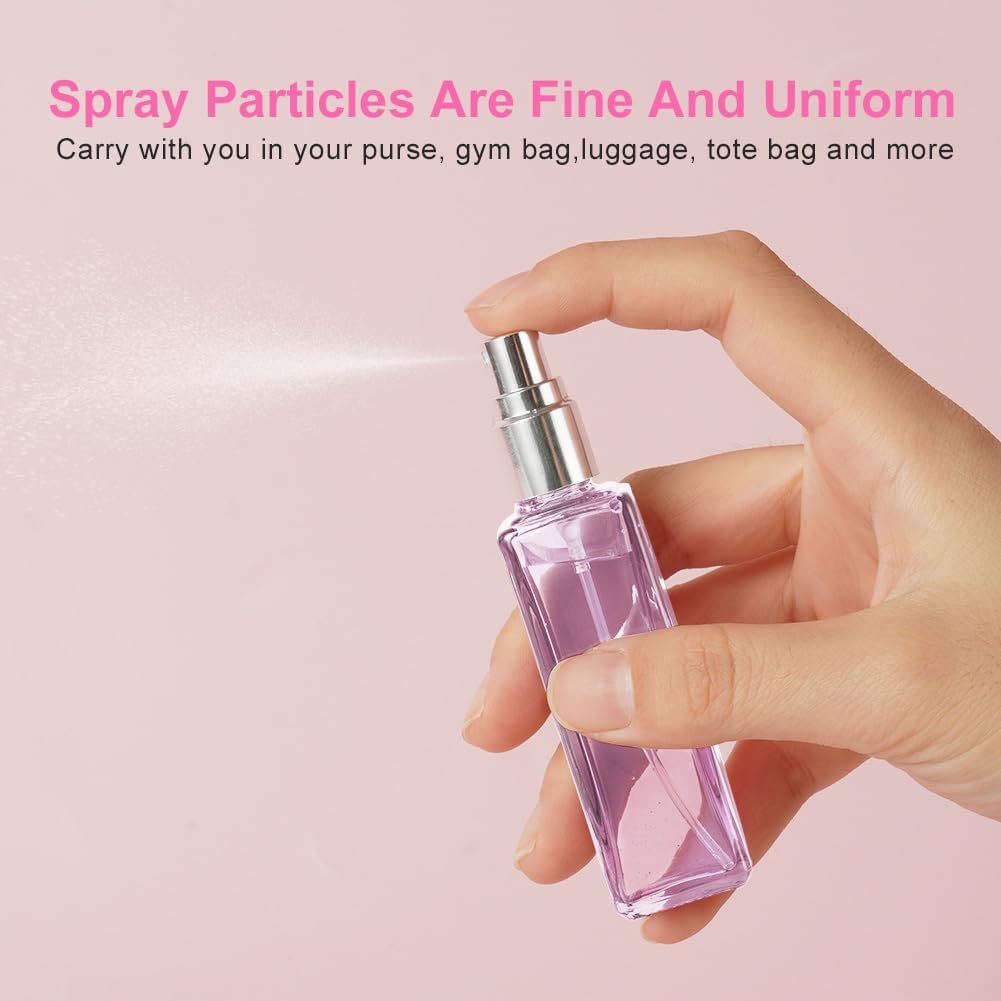 LOPHE Atomizer perfum wielokrotnego napełniania, 6 sztuk x 10 ml mini przenośny szklany opryskiwacz, podróżny perfum z dozownikami, butelka z rozpylaczem bez wycieku do olejków eterycznych i perfum