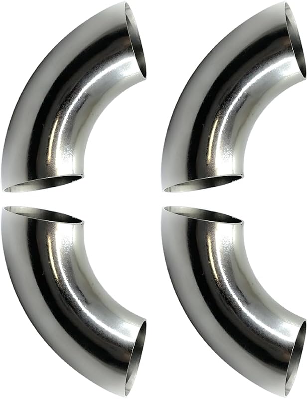 Curva de escape em aço inoxidável cotonlake 90° com diâmetro externo de 3,18 cm – Kit com 4 unidades